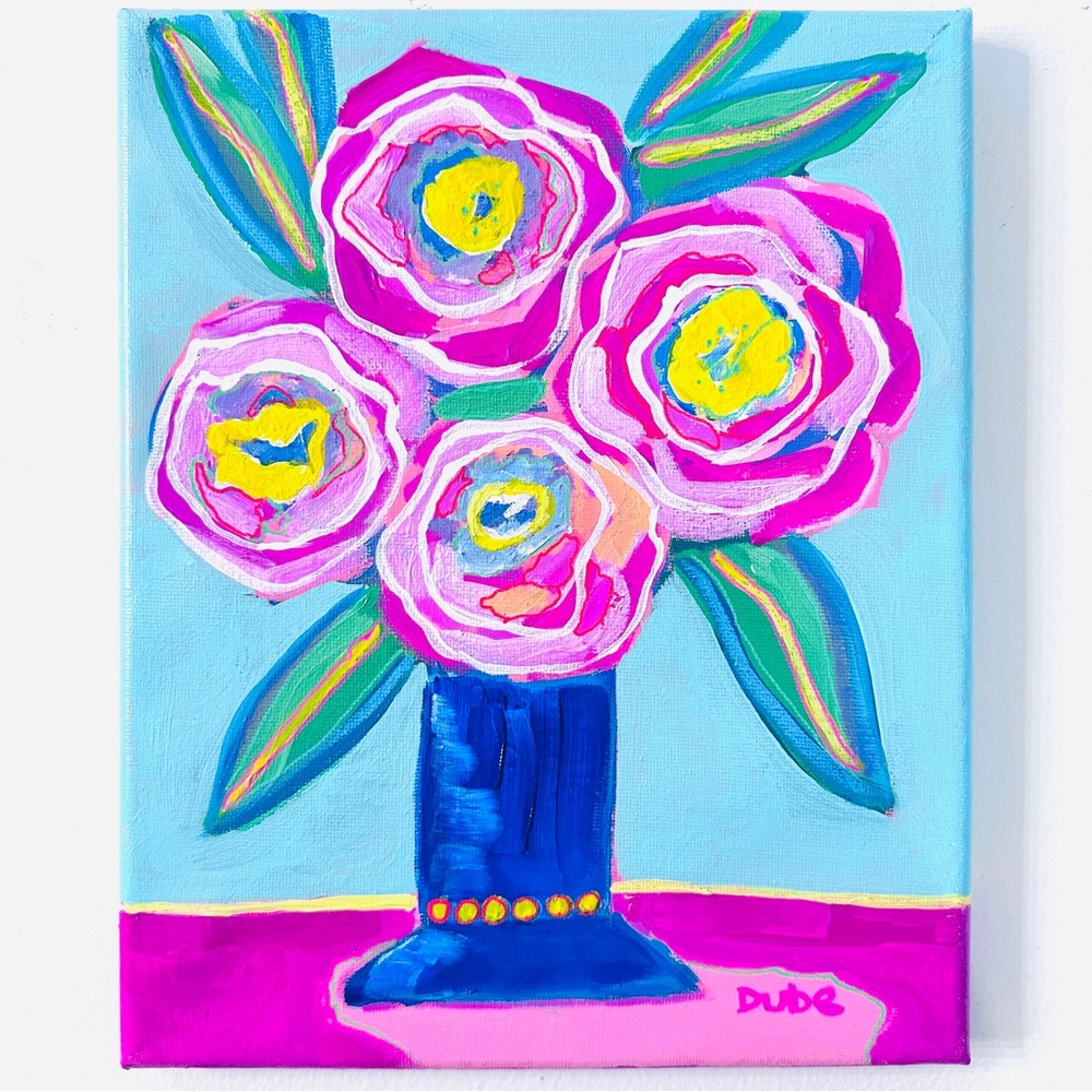 Original Painting Abstract Collectible Floral Still Life 8"x10" One of a Kind